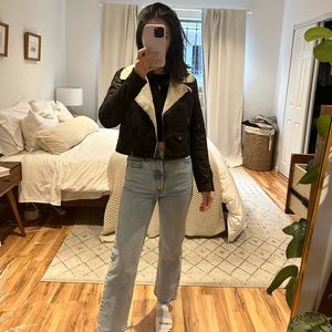 AMUSE SOCIETY SHEARLING SUEDE BOMBER SZ SM